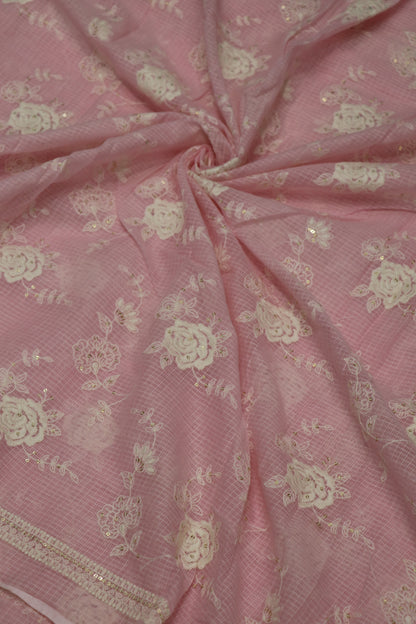 Cotton Kota Embroidered Floral Bunches With Sequins