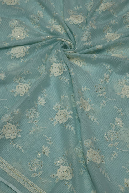 Cotton Kota Embroidered Floral Bunches With Sequins