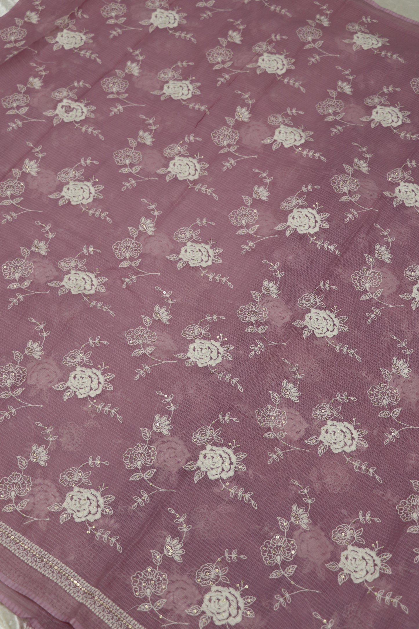 Cotton Kota Embroidered Floral Bunches With Sequins