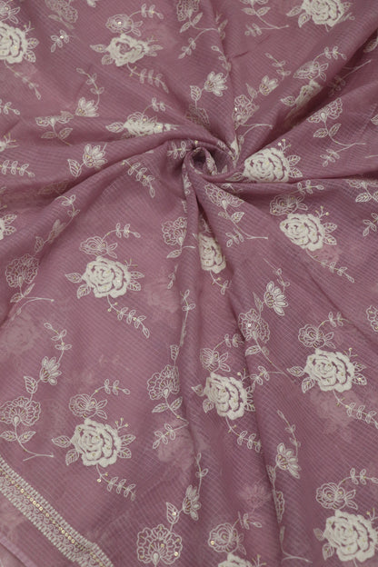 Cotton Kota Embroidered Floral Bunches With Sequins