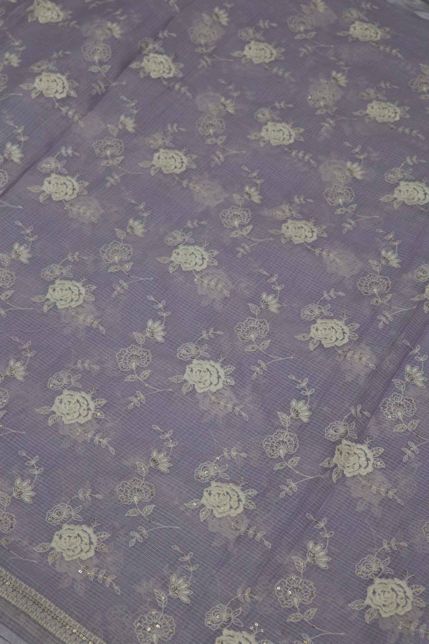 Cotton Kota Embroidered Floral Bunches With Sequins