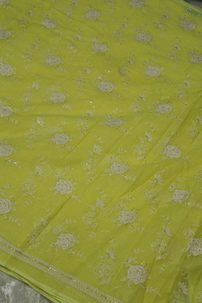 Cotton Kota Embroidered Floral Bunches With Sequins