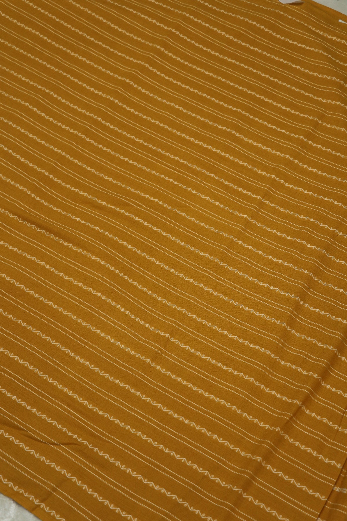 Corn Yellow Madras Handloom Cotton Horizontal Weaved Fabric