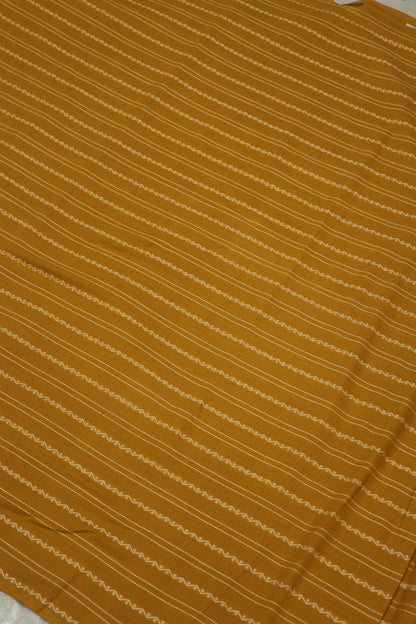 Corn Yellow Madras Handloom Cotton Horizontal Weaved Fabric