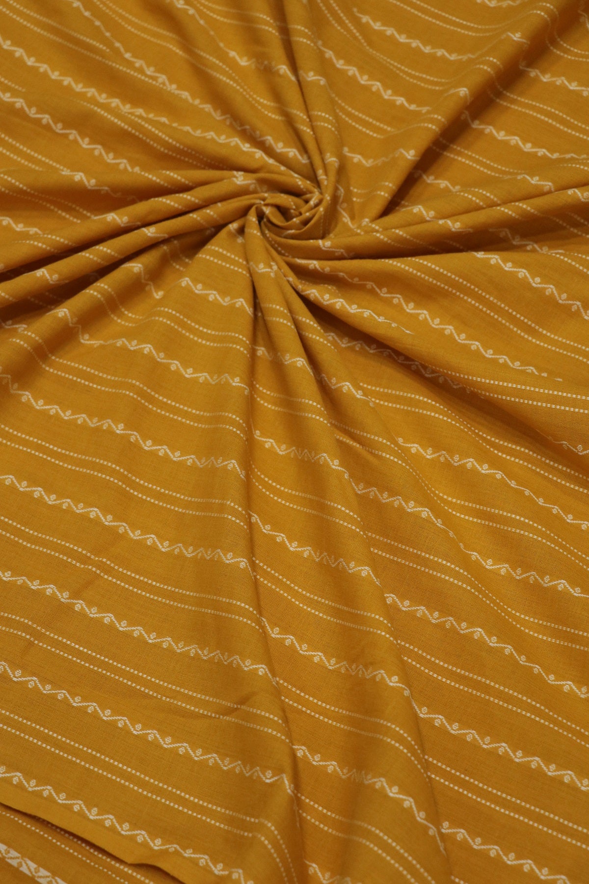 Corn Yellow Madras Handloom Cotton Horizontal Weaved Fabric