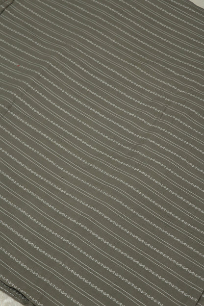 London Grey Madras Handloom Cotton Horizontal Weaved Fabric