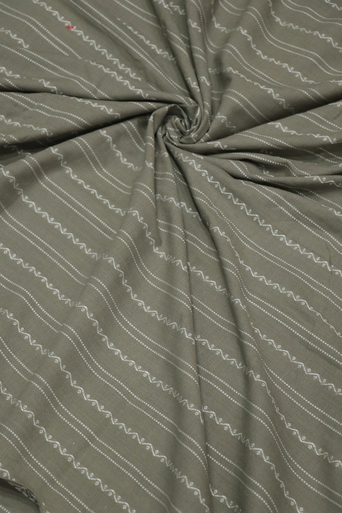 London Grey Madras Handloom Cotton Horizontal Weaved Fabric