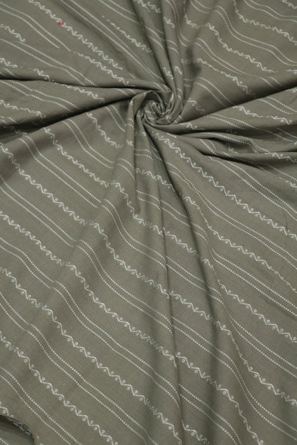 London Grey Madras Handloom Cotton Horizontal Weaved Fabric