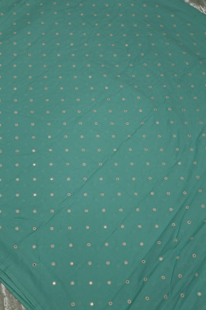 Round Mirror Embroidered  Mul Cotton Fabric