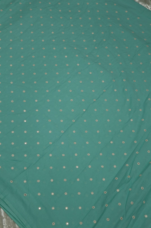 Round Mirror Embroidered  Mul Cotton Fabric