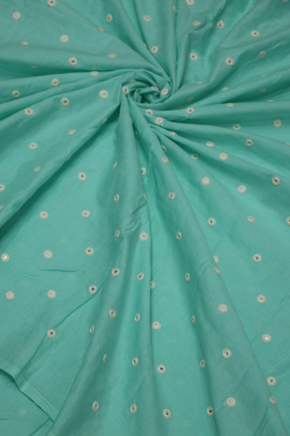 Round Mirror Embroidered  Mul Cotton Fabric