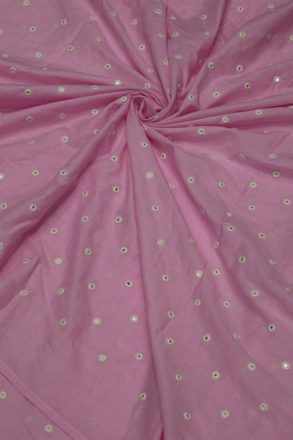 Round Mirror Embroidered  Mul Cotton Fabric