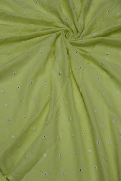 Round Mirror Embroidered  Mul Cotton Fabric