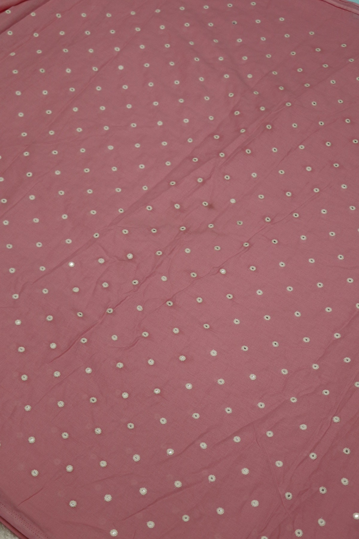 Round Mirror Embroidered  Mul Cotton Fabric