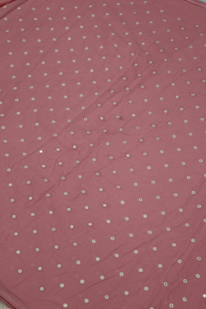 Round Mirror Embroidered  Mul Cotton Fabric