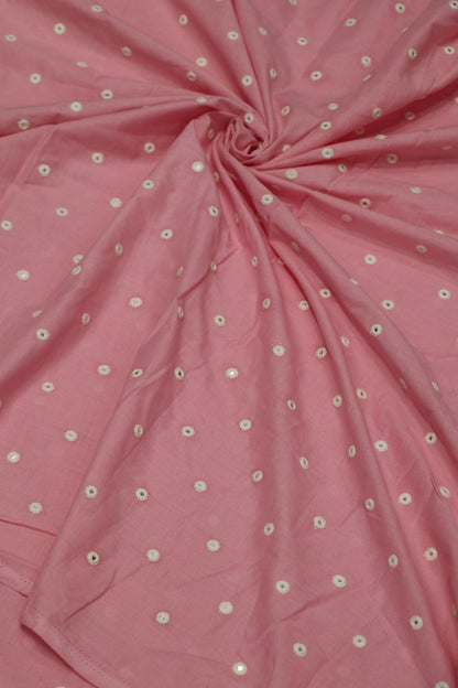 Round Mirror Embroidered  Mul Cotton Fabric