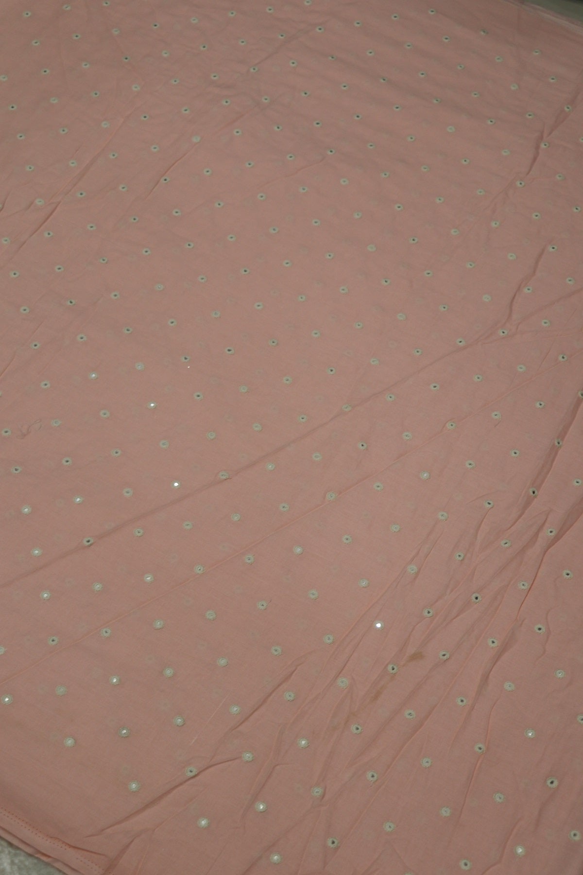 Round Mirror Embroidered  Mul Cotton Fabric