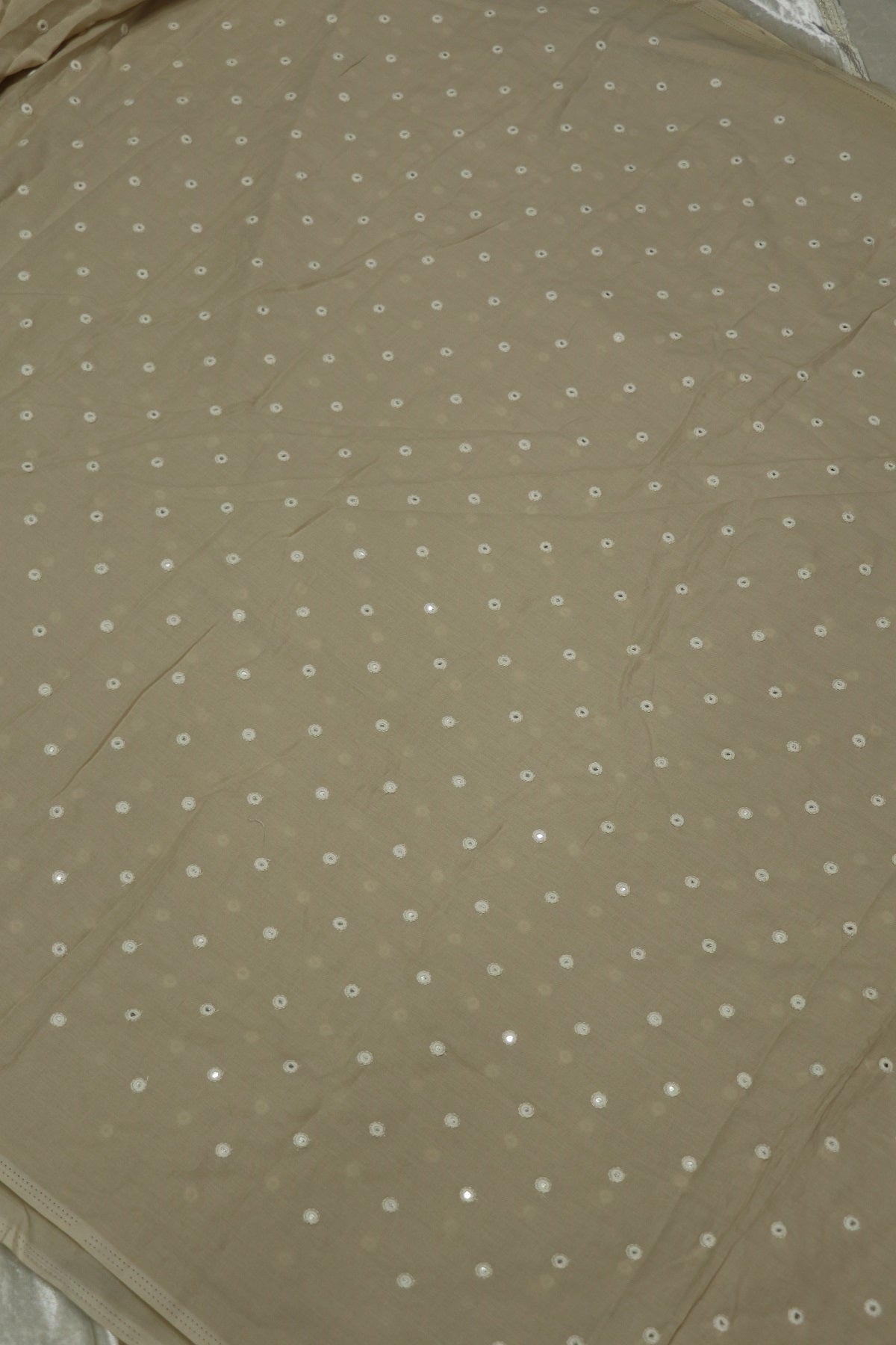 Round Mirror Embroidered  Mul Cotton Fabric