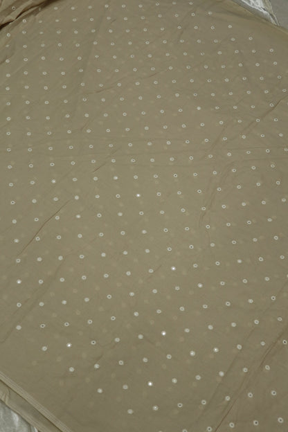 Round Mirror Embroidered  Mul Cotton Fabric