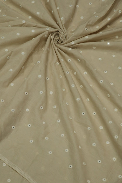 Round Mirror Embroidered  Mul Cotton Fabric