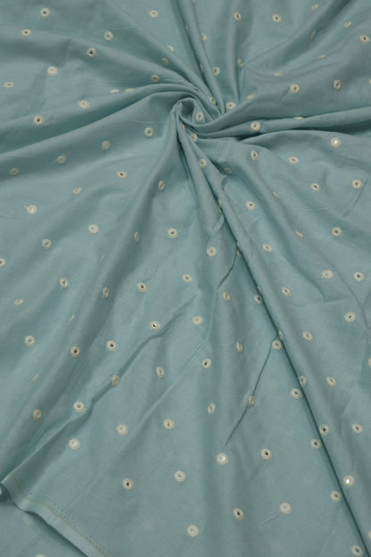 Round Mirror Embroidered  Mul Cotton Fabric