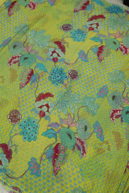 Sulfur Yellow Pure Viscose Printed Georgette