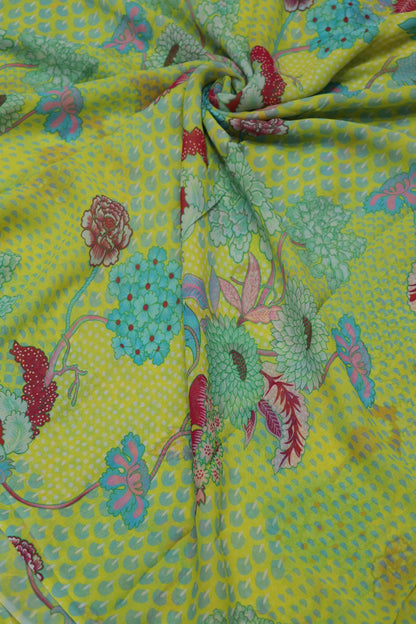 Sulfur Yellow Pure Viscose Printed Georgette