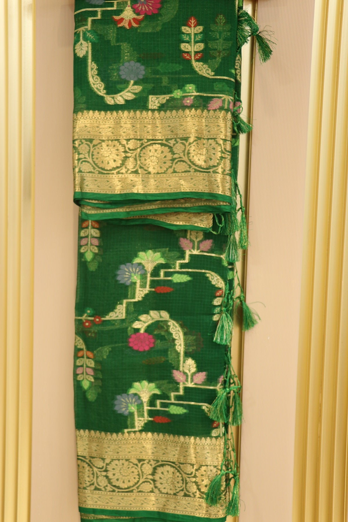 Pure Silk Kota With Meena Flower And Zari Jaal Dupattas