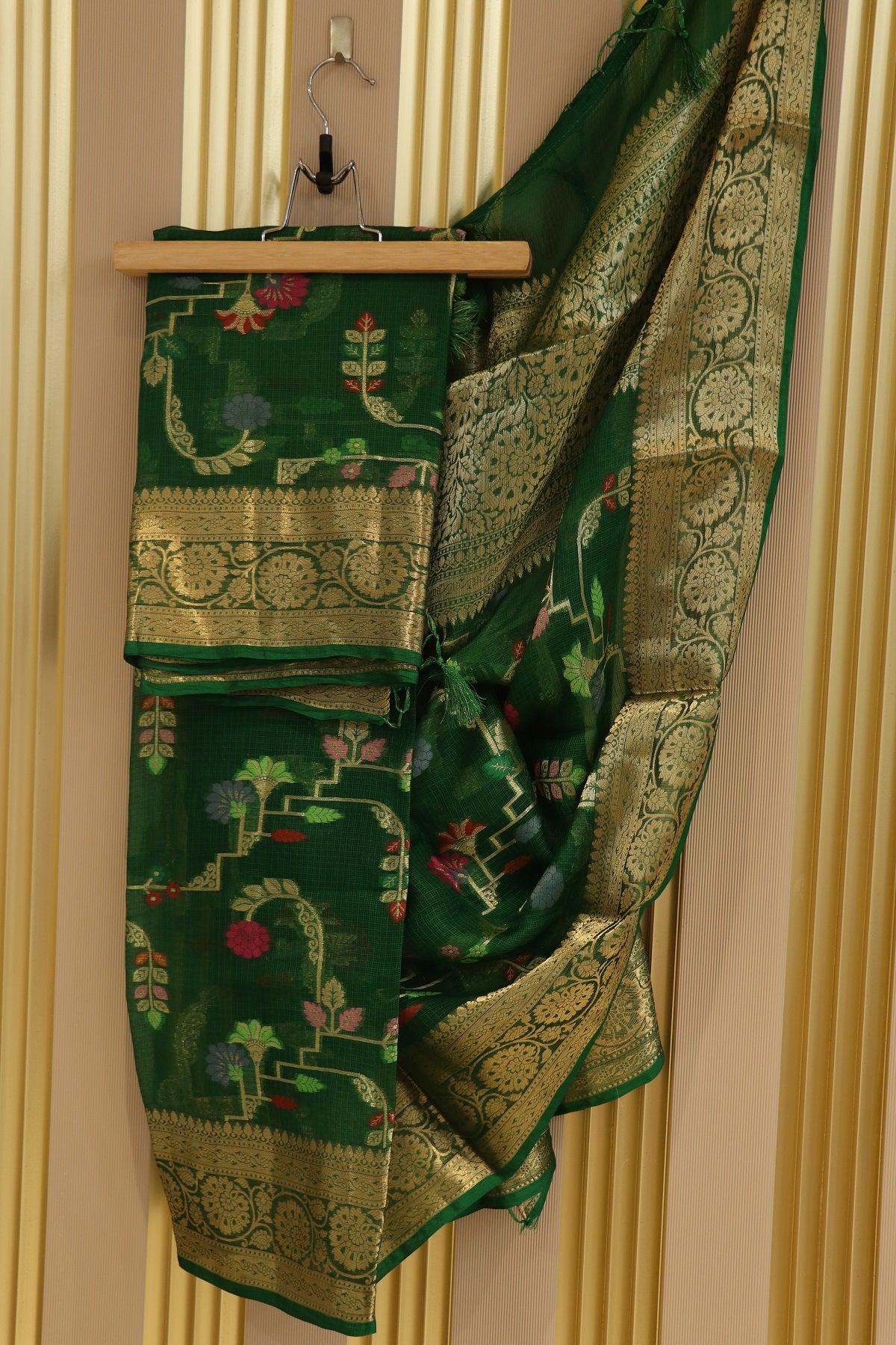 Pure Silk Kota With Meena Flower And Zari Jaal Dupattas