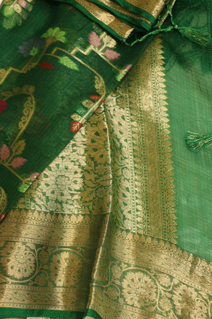 Pure Silk Kota With Meena Flower And Zari Jaal Dupattas