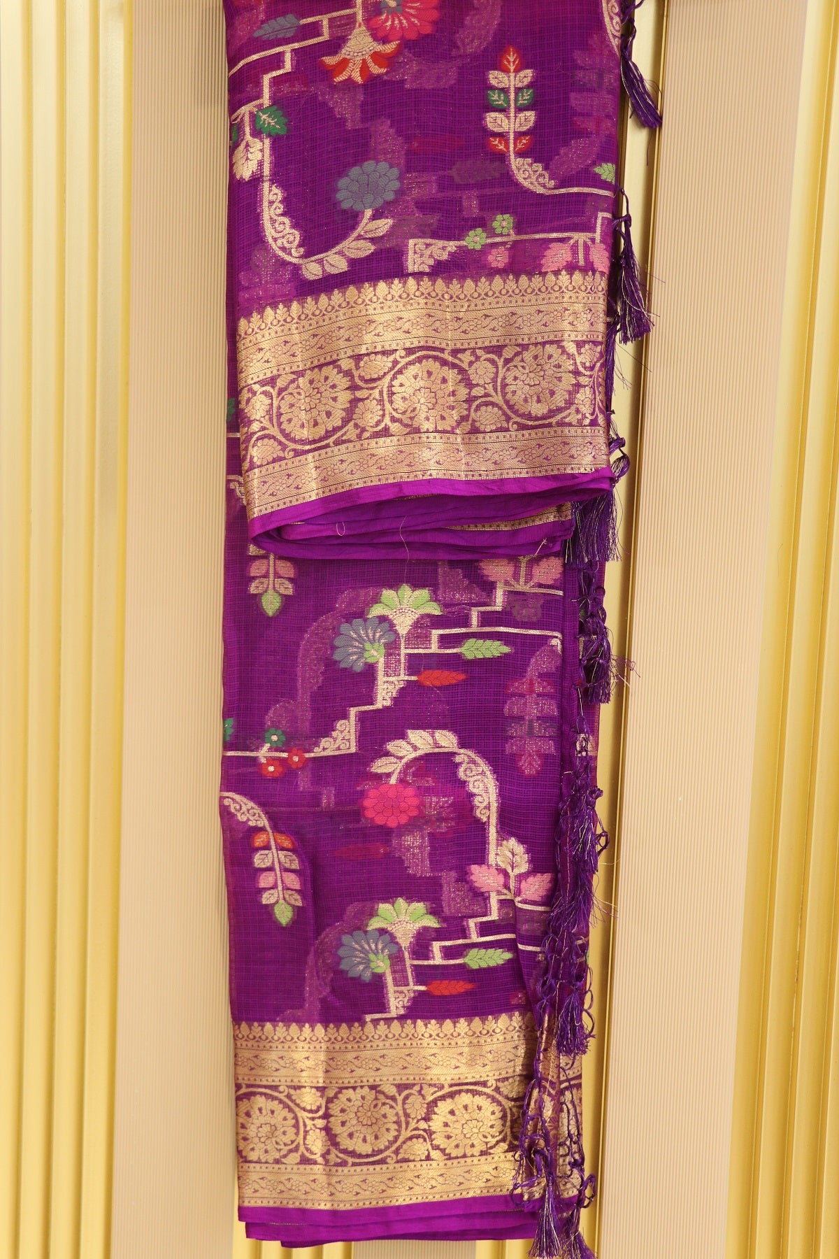 Pure Silk Kota With Meena Flower And Zari Jaal Dupattas
