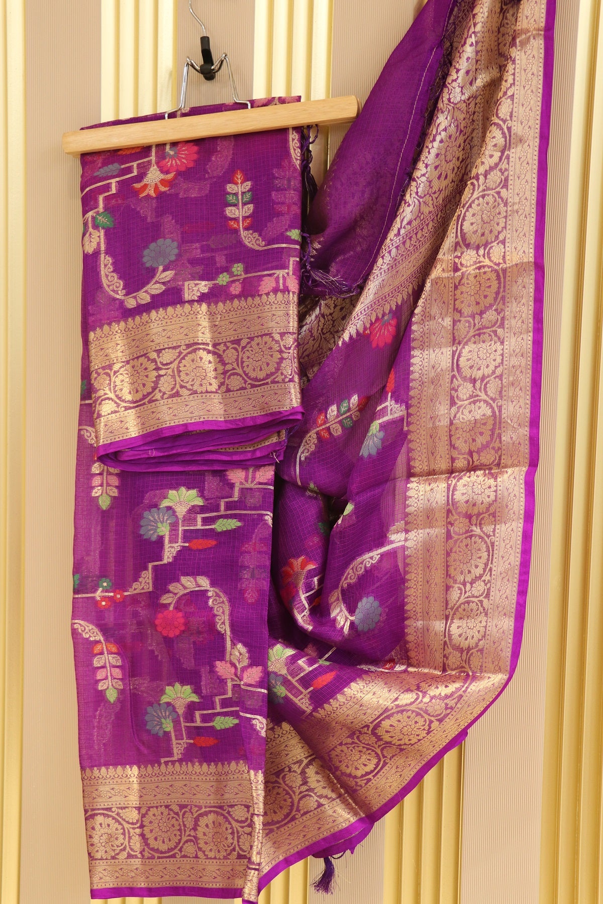 Pure Silk Kota With Meena Flower And Zari Jaal Dupattas