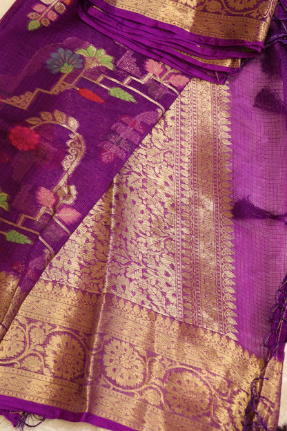 Pure Silk Kota With Meena Flower And Zari Jaal Dupattas