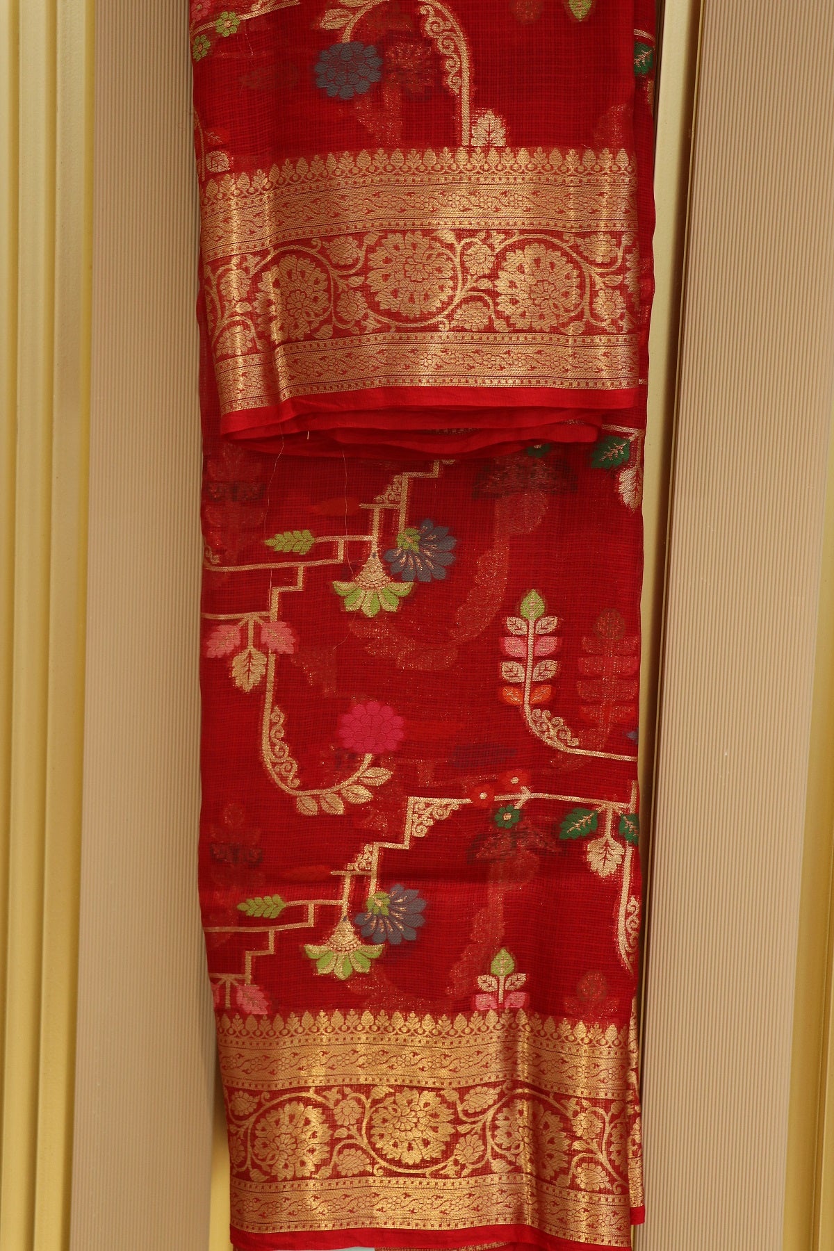 Pure Silk Kota With Meena Flower And Zari Jaal Dupattas
