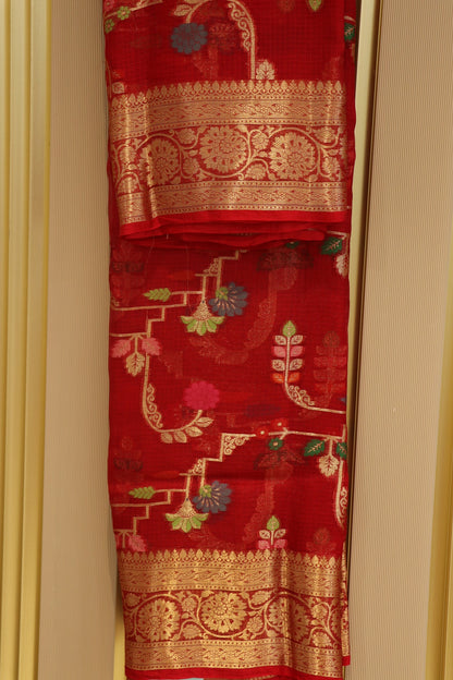 Pure Silk Kota With Meena Flower And Zari Jaal Dupattas