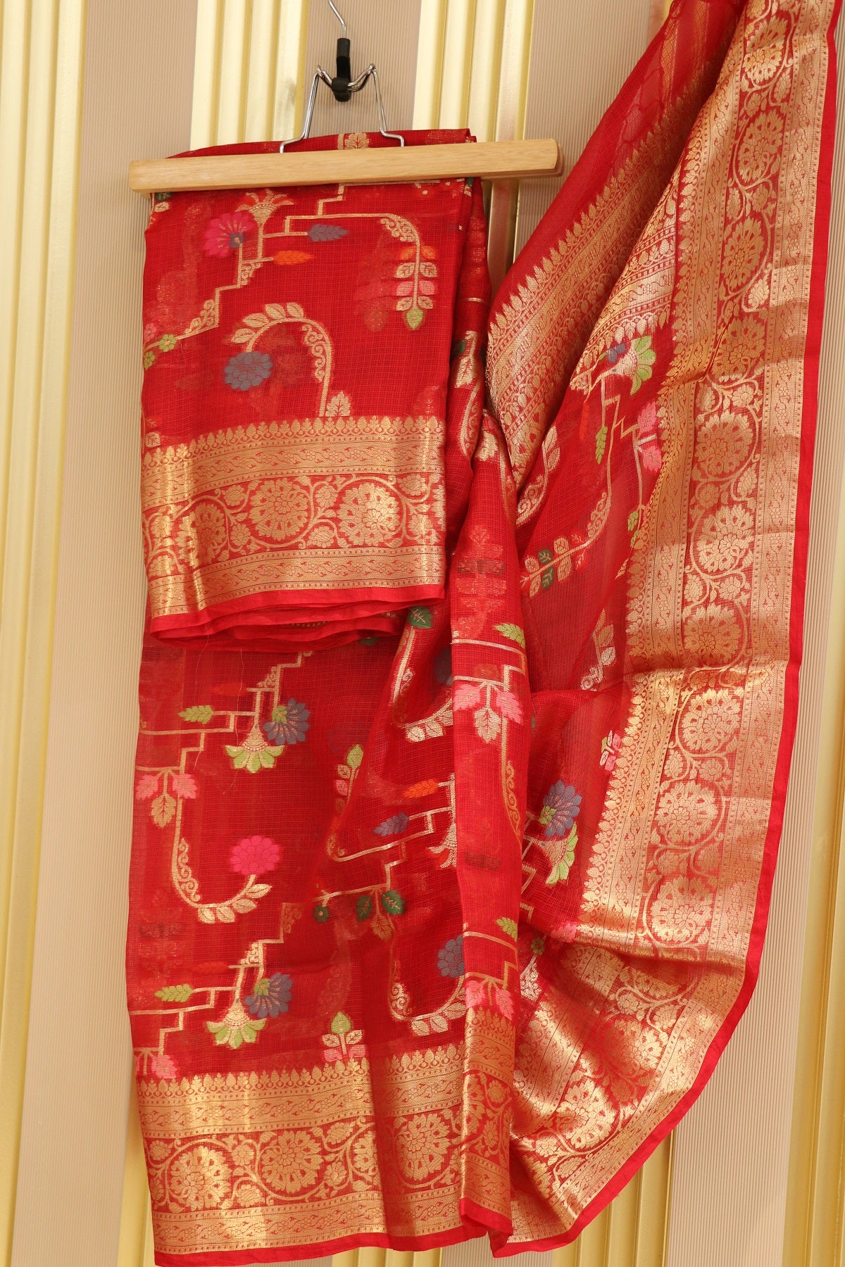 Pure Silk Kota With Meena Flower And Zari Jaal Dupattas
