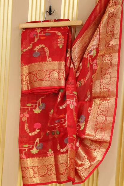 Pure Silk Kota With Meena Flower And Zari Jaal Dupattas