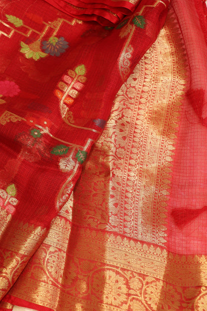Pure Silk Kota With Meena Flower And Zari Jaal Dupattas