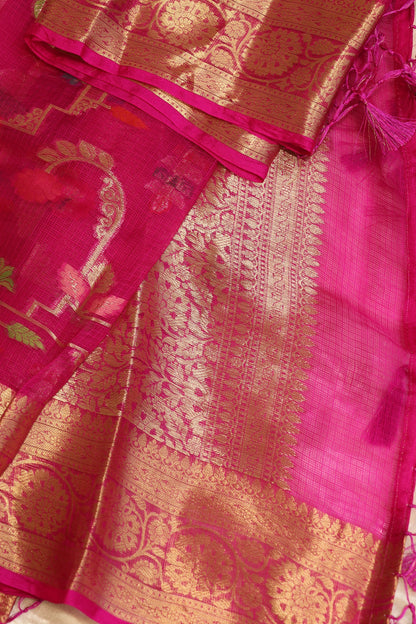 Pure Silk Kota With Meena Flower And Zari Jaal Dupattas