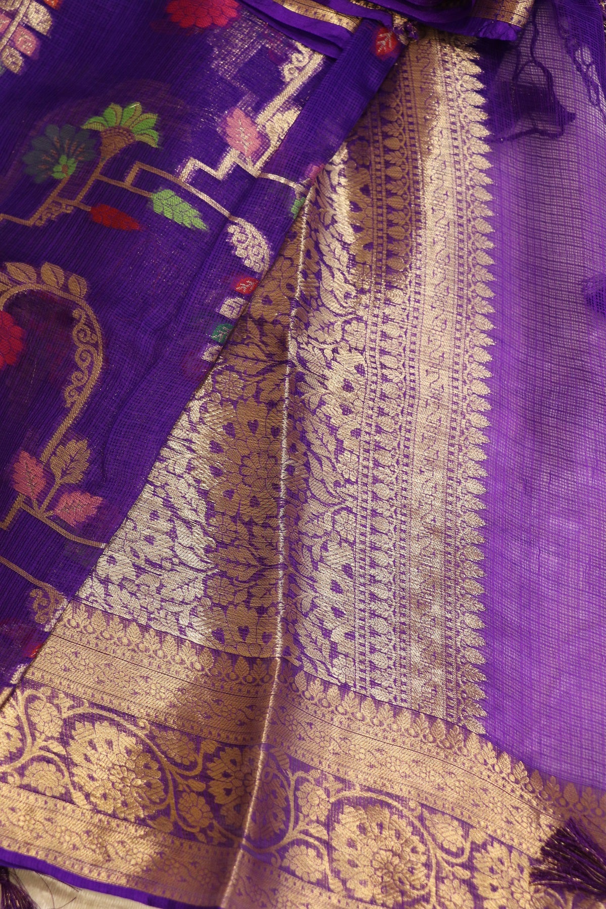 Pure Silk Kota With Meena Flower And Zari Jaal Dupattas