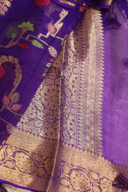 Pure Silk Kota With Meena Flower And Zari Jaal Dupattas