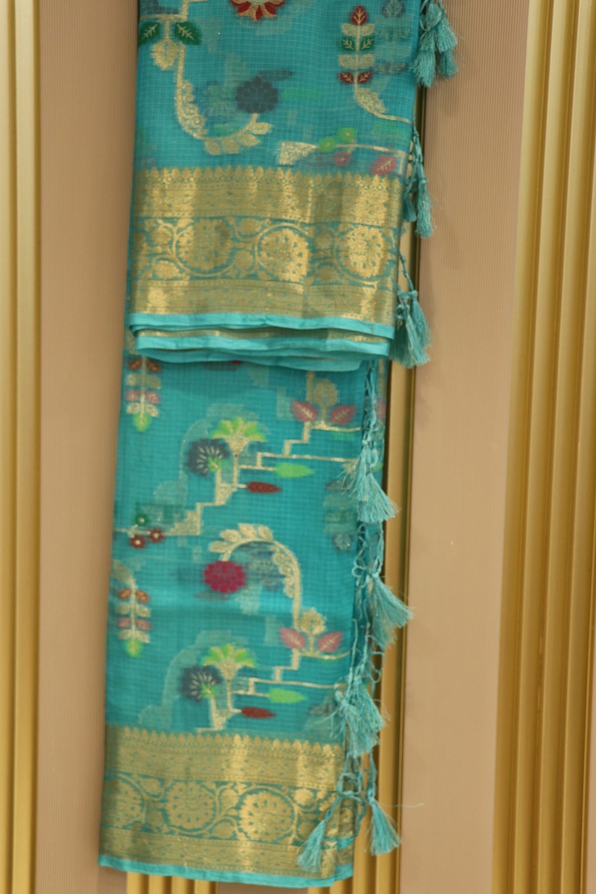 Pure Silk Kota With Meena Flower And Zari Jaal Dupattas