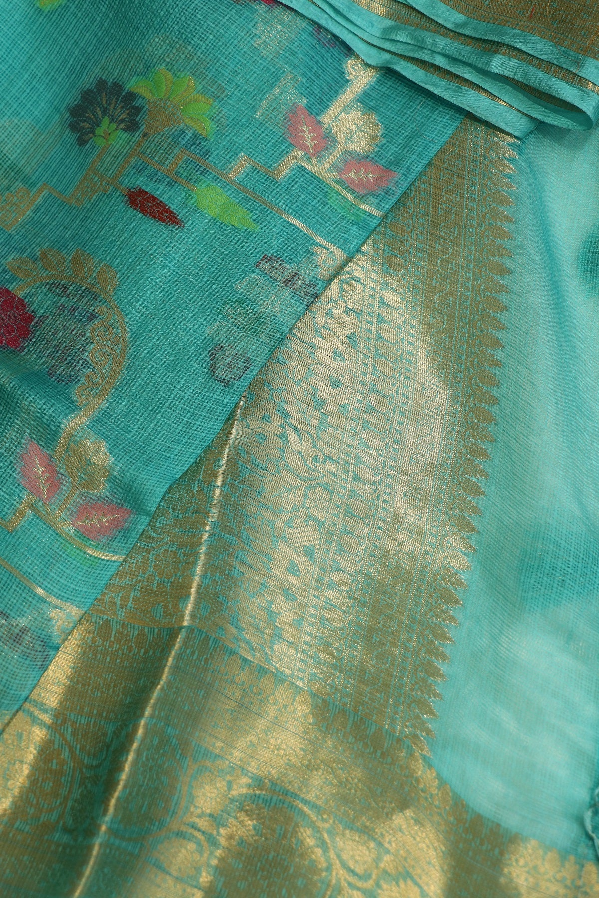 Pure Silk Kota With Meena Flower And Zari Jaal Dupattas