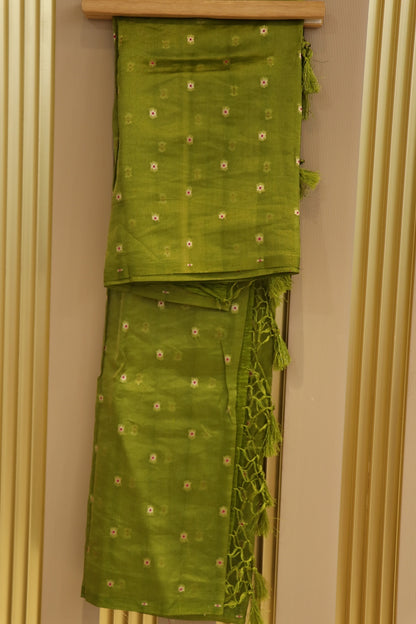 Pure Silk Zari Line Banarasi Meena Butti Dupatta