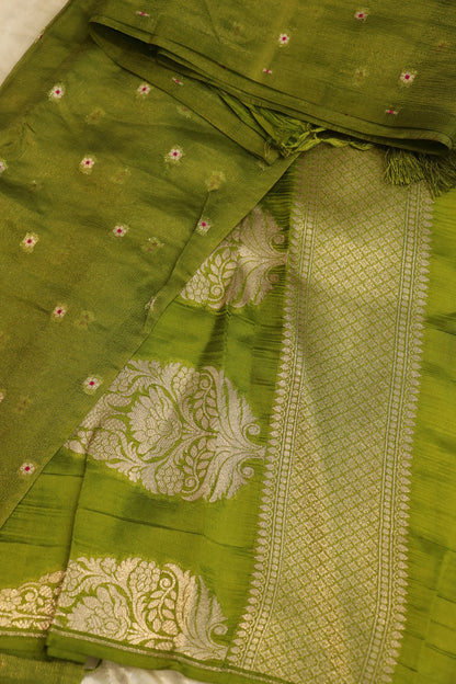 Pure Silk Zari Line Banarasi Meena Butti Dupatta