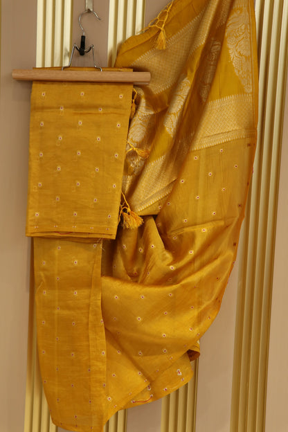 Pure Silk Zari Line Banarasi Meena Butti Dupatta