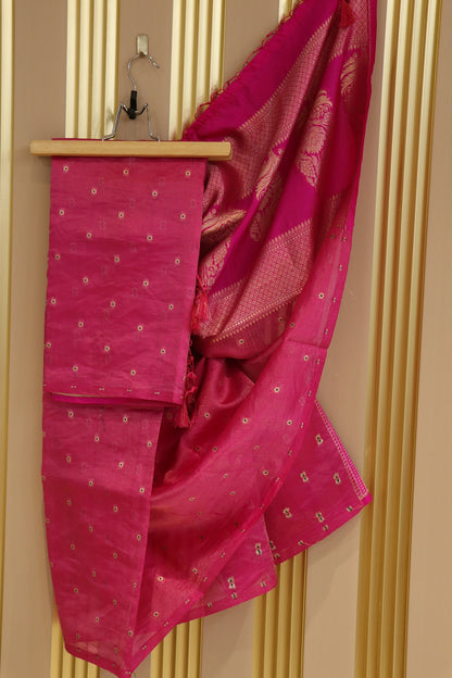 Pure Silk Zari Line Banarasi Meena Butti Dupatta