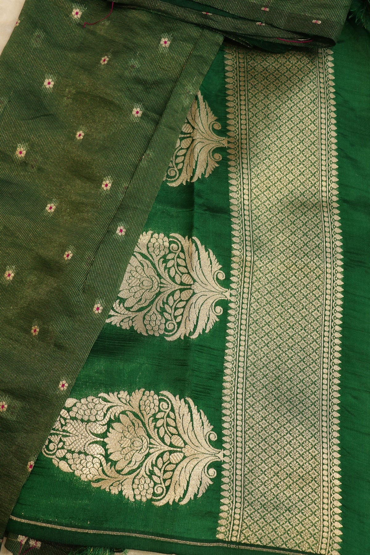 Pure Silk Zari Line Banarasi Meena Butti Dupatta
