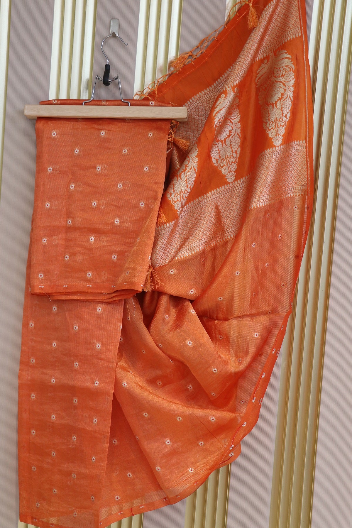 Pure Silk Zari Line Banarasi Meena Butti Dupatta