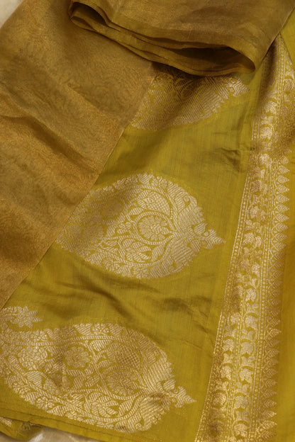 Pure Tissue Organza With Chinya Woven Pallu Banarasi Dupatta